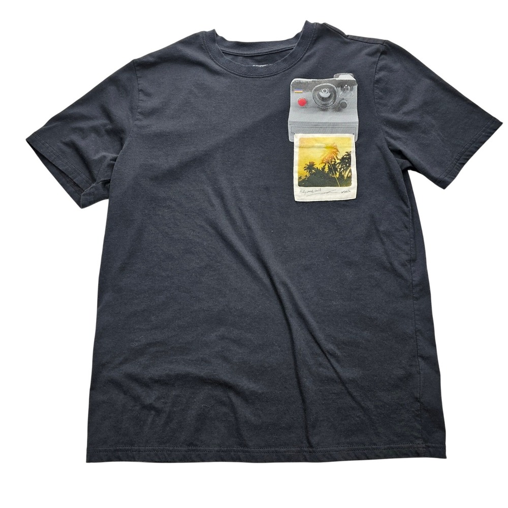 Seven Oaks Mens Polaroid Camera‎ Palm Tree Graphic T-Shirt Black Size M 01085